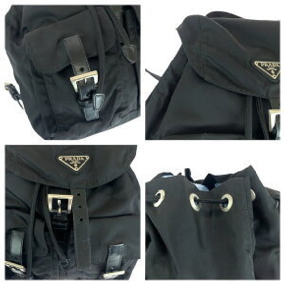 PRADA Tessuto triangular black nylon Rucksack Backpack - Picture 5 of 9